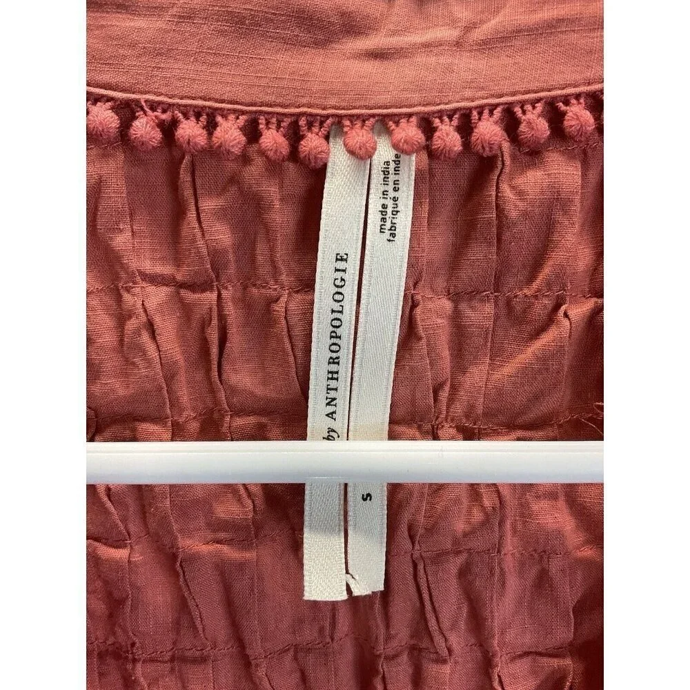By Anthropologie SM Lace Tunic‎ Dress Clay/ mauve earthy short sleeve Romantic - Picture 7 of 15